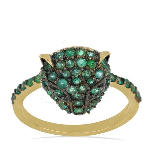 BUY 925 SILVER NATURAL EMERALD GEMSTONE  PANTHER RING 